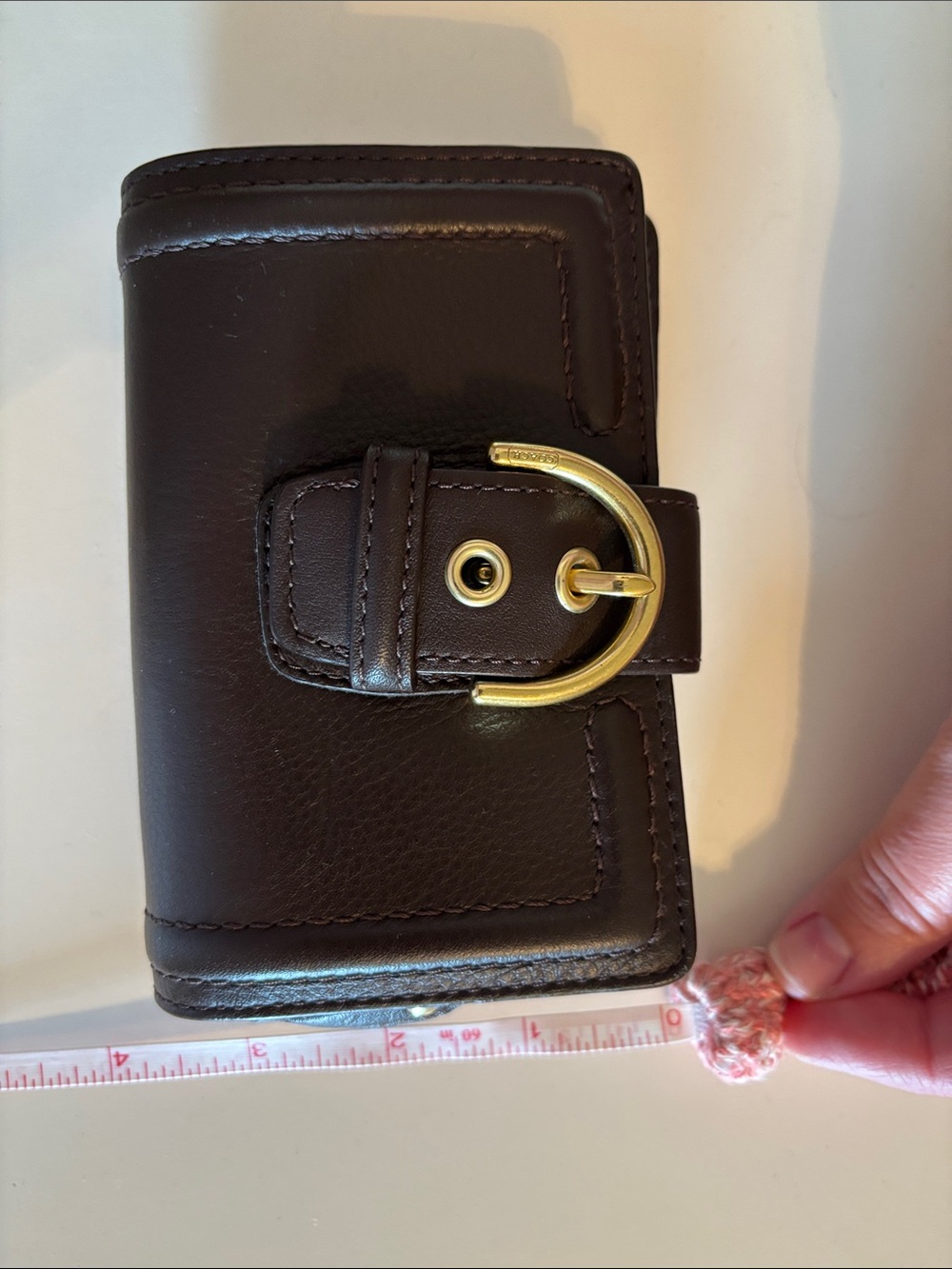 Coach Dark Brown Leather Wallet with Gold Buckle - Picture 8 of 8